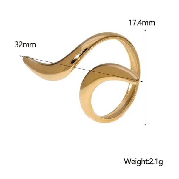 PVD Coated Real Gold Plated 18K Gold Geometric 304 Stainless Steel Simple Style Waterproof Non Tarnish Open Rings