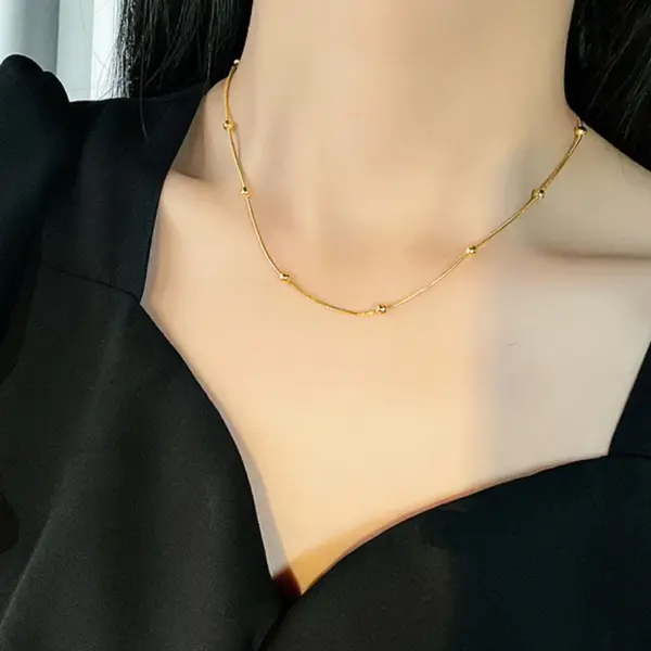 Real Gold Plated Solid Color 304 Stainless Steel Fashion Waterproof Non Tarnish Necklace