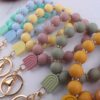 Wholesale New Cartoon silicone rainbow pendant creative DIY bright silicone beaded keychain key ring jewelry