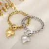 Wholesale 304 Stainless Steel Heart Shape PVD Coated 18K Real Gold Plated Simple Style Waterproof Non Tarnish Plating Bracelets Necklace