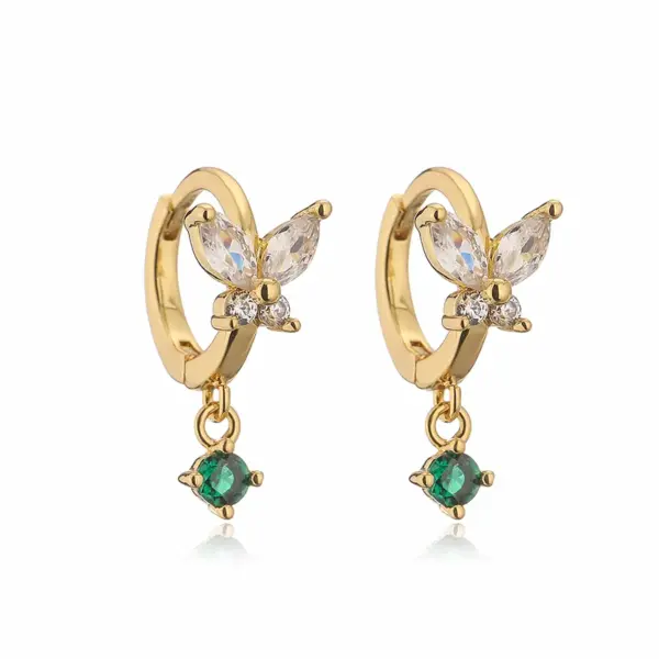 1 Pair Elegant Lady Modern Style Butterfly Plating Inlay Copper Zircon Drop Earrings