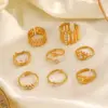Wholesale PVD Coated 18K Gold Plated Round Eye 304 Stainless Steel Simple Style Classic Style Waterproof Non Tarnish Rings