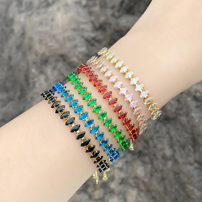 Wholesale 1 Piece Simple Style Leaf Copper Plating Inlay Zircon Bracelets