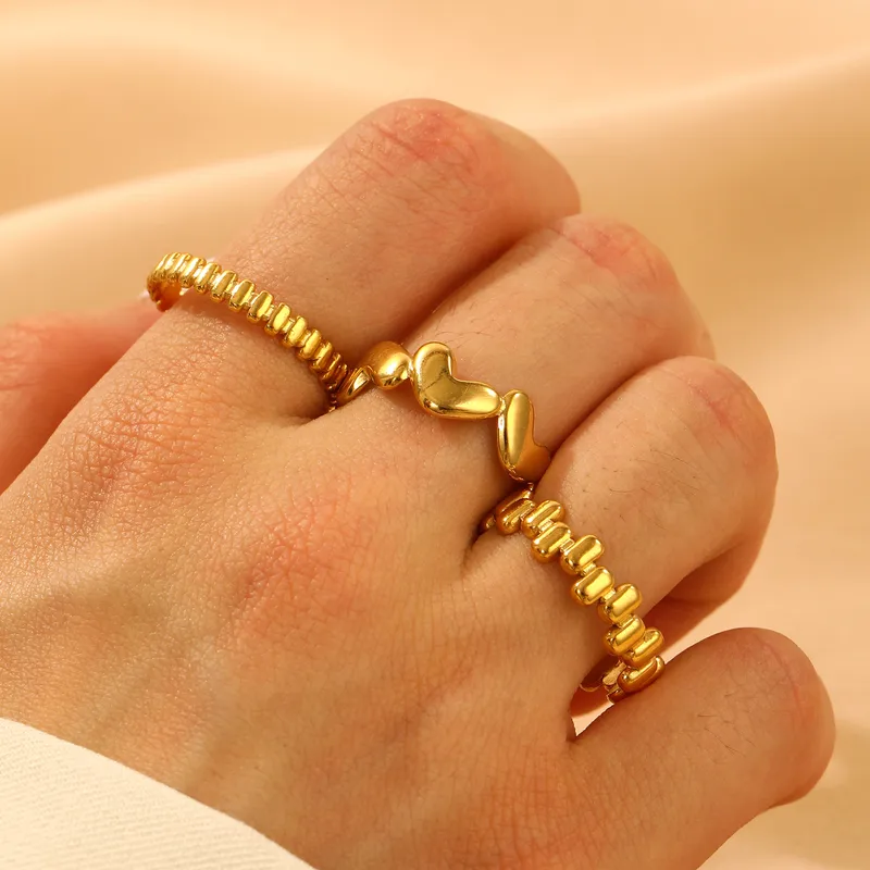 Wholesale Jewelry Simple Style Classic Style Commute Geometric 304 Stainless Steel 18K Gold Plated Open Rings