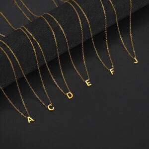 Wholesale Hot welding 26 letters gold 18K gold plating does not fade jewelry 304 stainless steel necklace