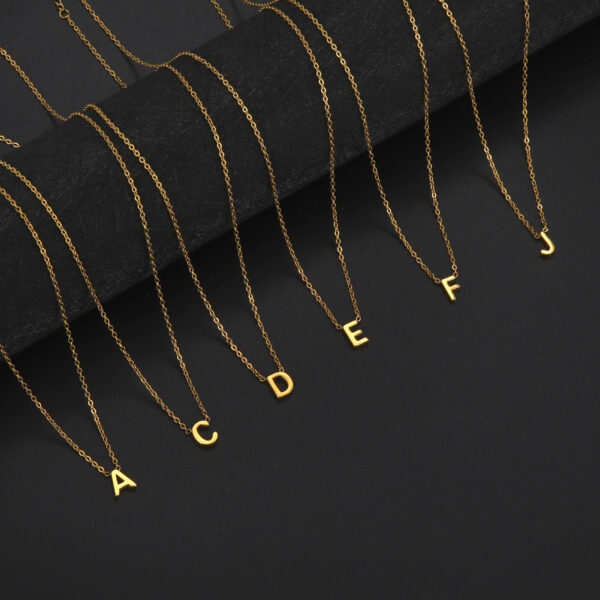 oly-aece053eafb207f9e76c01c50c32f516 Wholesale welding 26 letters gold 18K gold plating does not fade jewelry 304 stainless steel necklace
