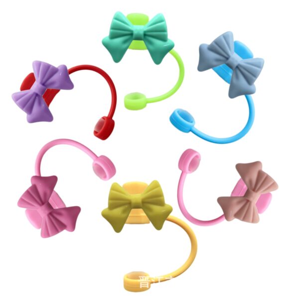 Wholesale Colorful Bow-Shaped Straw Cap Children's Water Cup Straw Plug Dust-Proof and Spill-Proof Straw Cover Cross-Border Ready Stock