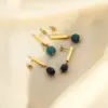 Wholesale PVD Coated Real Gold Plated 18K Gold Solid Color 304 Stainless Steel Natural Stone Waterproof Non Tarnish Drop Earrings
