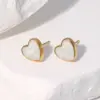 Wholesale 304 Stainless Steel Heart Shape PVD Coated 18K Real Gold Plated 18K Gold Sweet Simple Style Streetwear Waterproof Non Tarnish Plating Ear Studs