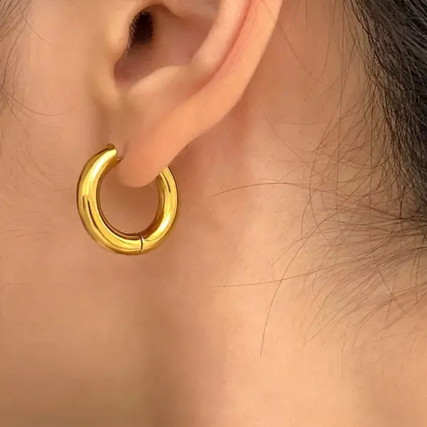 Wholesale PVD Coated 18K Gold Plated Color Block 304 Stainless Steel Simple Style Waterproof Non Tarnish Earrings