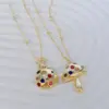 Wholesale Jewelry Cute IG Style Ladybugs Mushroom Copper Zircon 18K Gold Plated Plating Inlay Pendant Necklace