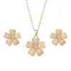 Wholesale Fashionable Gemstone Jewelry Set For Women Three Piece Ti Steel Floral Pattern Necklace Earrings Rings Style