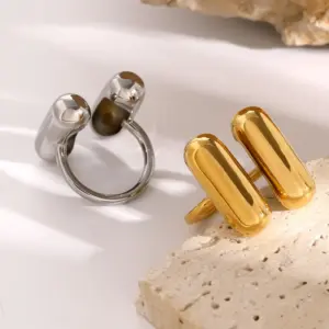 Wholesale Jewelry Vacation Simple Style IG Style Solid Color 316 Stainless Steel 18K Gold Plated PVD Coated Plating Open Rings