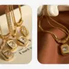 Wholesale 304 Stainless Steel Geometric Heart Shape PVD Coated Zircon 18K Gold Plated Casual Elegant Vintage Style Plating Inlay Gold Pendant Necklace