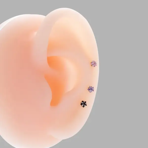 1 Piece Ear Cartilage Rings & Studs Korean Style Pentagram Flower 316L Stainless Steel Waterproof Non Tarnish Surgical Steel Zircon