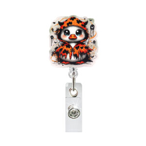 Orange coat little white goose