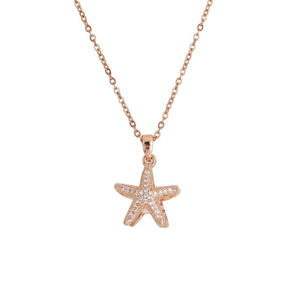Wholesale Golden Starfish pearl necklace for women ins trendy niche design sense can be opened pendant with Diamond light luxury titanium steel necklace