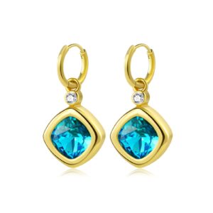 Golden square earrings (send ten diamonds)