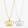 Wholesale European and American fashion all-match full diamond crown hollow lady pendant necklace long diamond sweater chain cross-border supply