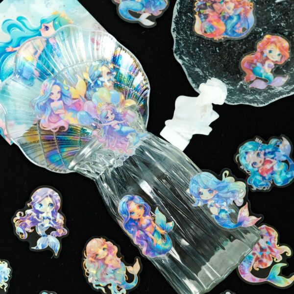 Wholesale Cross-border 30 laser bronzing cartoon hand-painted mermaid princess graffiti stickers DIY children's creative hand account