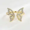 Shiny Butterfly Copper Gold Plated Silver Plated Zircon Open Ring In Bulk