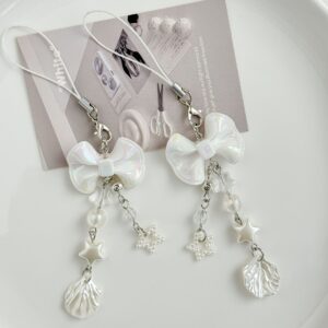 Wholesale Japanese and Korean Style Instagram Style Girl's Bowknot Mobile Phone Chain Handmade Bead Bag Trailer Keychain Camera Card Bag Pendant