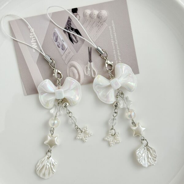 Wholesale Japanese and Korean Style Instagram Style Girl's Bowknot Mobile Phone Chain Handmade Bead Bag Trailer Keychain Camera Card Bag Pendant