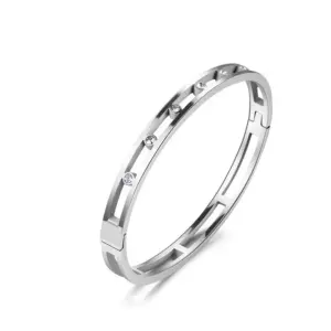 32B-E-5 Steel Color Hollow Diamond Bracelet