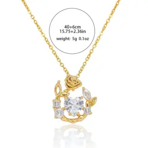 324 White Diamond Rose Necklace