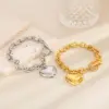 Wholesale PVD Coated 18K Gold Plated Heart Shape Stainless Steel Simple Style Waterproof Non Tarnish Bracelets Necklace