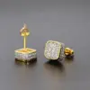 Wholesale Fashion Geometric Copper Inlay Zircon Ear Studs 1 Pair