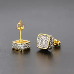 Wholesale Fashion Geometric Copper Inlay Zircon Ear Studs 1 Pair