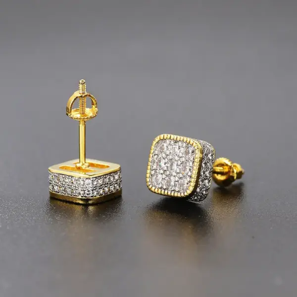 Wholesale Fashion Geometric Copper Inlay Zircon Ear Studs 1 Pair