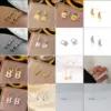 PVD Coated Real Gold Plated Letter Heart Shape Flower 304 Stainless Steel Sweet Waterproof Non Tarnish Plating Ear Studs