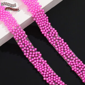 4 rose purple pearl style / 1.5cm double-layer hot melt adhesive colorful round pearl adhesive strip
