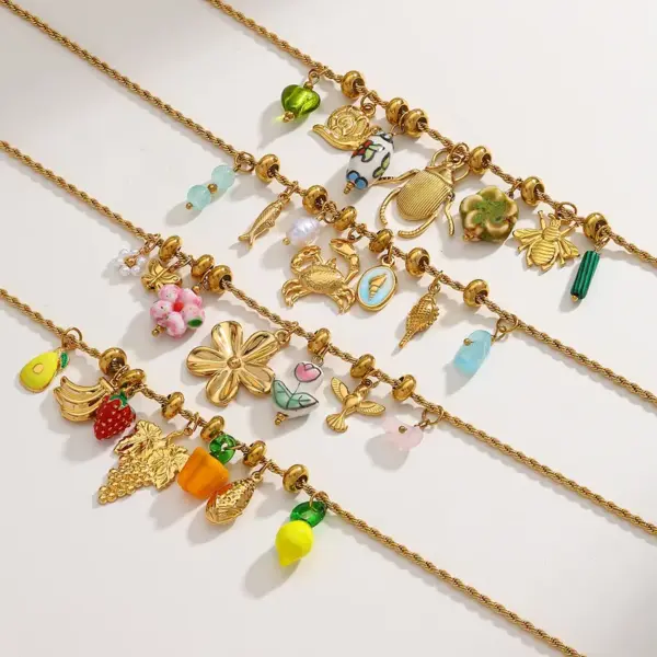 Wholesale Romantic Casual Stainless Steel Plated 18K Gold Imitation Pearl Grape Pendant Necklace Fine Pendant Decoration Decorative Stone Jewelry