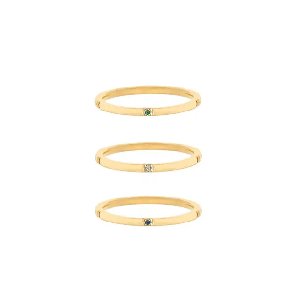 Wholesale PVD Coated Real Gold Plated 18K Gold Round 304 Stainless Steel Fashion Waterproof Non Tarnish Rings