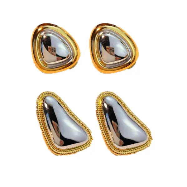 PVD Coated Real Gold Plated 18K Gold Color Block 304 Stainless Steel Elegant Classic Style Waterproof Non Tarnish Ear Studs