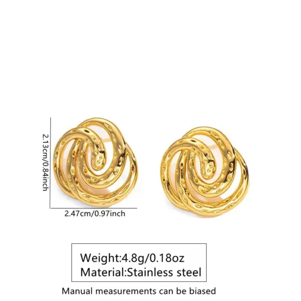 Wholesale 1 Pair Casual Vacation Irregular Geometric Curve Hollow Out 304 Stainless Steel Imitation Gold Electroplating Ear Studs