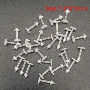 Lip Stud 1.2*8*3mm Pointed Cone / Transparent