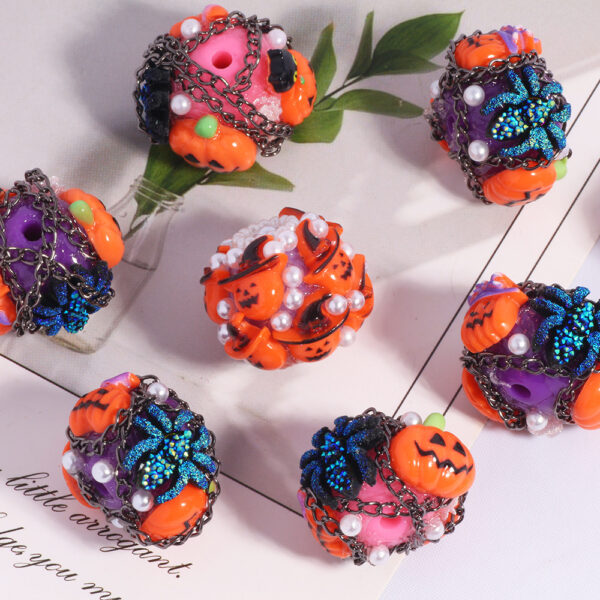 Wholesale Halloween Devil Pumpkin Beads Straight Hole Loose Beads DIY Mobile Phone Chain Key Chain Bag Chain Jewelry Accessories