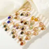 Wholesale PVD Coated K Gold Plated Round 304 Stainless Steel Natural Stone Retro Simple Style Waterproof Non Tarnish Hoop Earrings