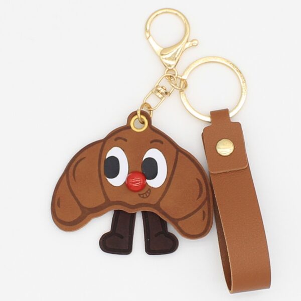 Wholesale 3D PU Creative Croissant Toast Ornament Bag Car Pendant Keychain