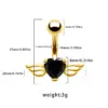 Wholesale 1 Piece Belly Rings Casual Simple Style Heart Shape Wings 316L Stainless Steel Alloy Waterproof Non Tarnish Surgical Steel Zircon Plated Gold Plated Silver Plated
