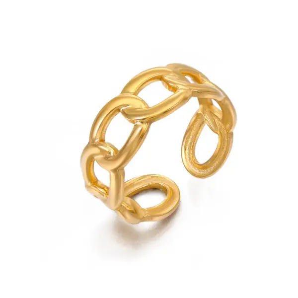 Wholesale PVD Coated 18K Gold Plated Geometric 304 Stainless Steel Modern Style Waterproof Non Tarnish Open Rings