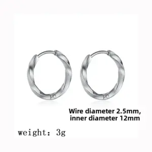 【XKE0044】Square Twist Earrings / Steel Color
