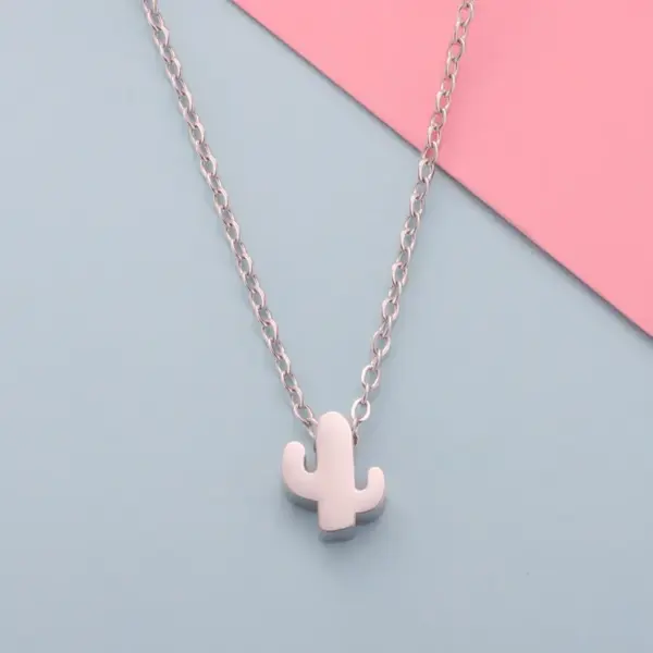 Wholesale Fashion Cactus Stainless Steel Plating Pendant Necklace