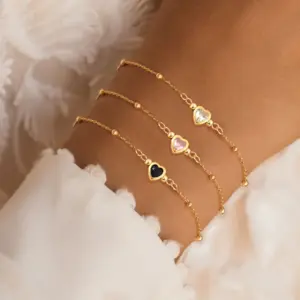 PVD Coated Real Gold Plated Heart Shape 201 Stainless Steel Copper Elegant Simple Style Classic Waterproof Non Tarnish Bracelets