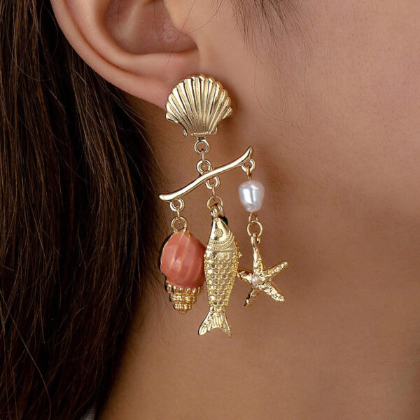 Wholesale Beach-style starfish and seashell earrings