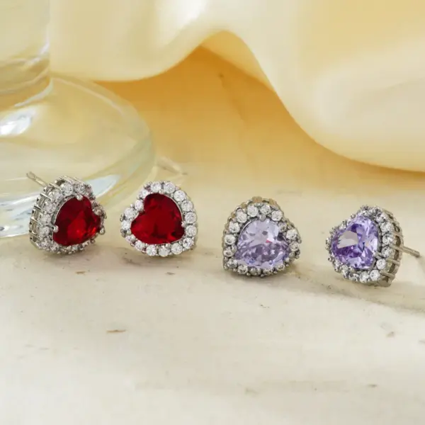 Wholesale 1 Pair Sweet Simple Style Heart Shape Plating Inlay Copper Zircon Silver Plated Ear Studs